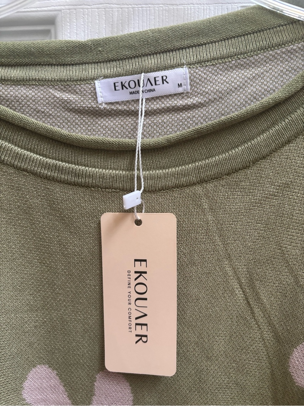 Ekouaer Women's 2-Piece Knit Green Floral Daisy Lounge Set, Size Med, NWT - Picture 3 of 5